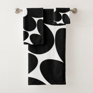 Conjunto De Toalhas Flores de margarida retrô em preto e branco #1 #f