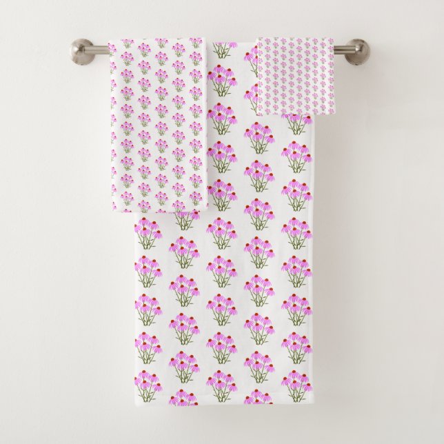 Conjunto De Toalhas Flores de Milho Roxas Brancas (Insitu)
