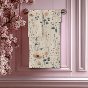 Conjunto De Toalhas Flores de Mola de Aquarela Elegantes Flores Rosa