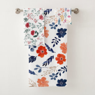 Conjunto De Toalhas Flores de Mola de Aquarela Padrão Floral Elegante