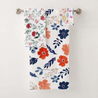 Conjunto De Toalhas Flores de Mola de Aquarela Padrão Floral Elegante
