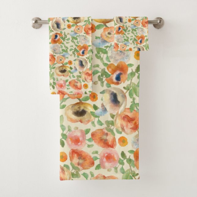 Conjunto De Toalhas Flores de Mola Laranja (Insitu)