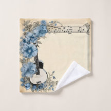 Flores de Notas de Música de Violão Azul