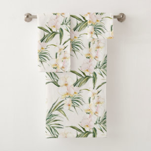 Conjunto De Toalhas Flores de Orquídea Branca Tropical