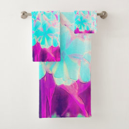 Conjunto De Toalhas Flores de Phlox Azuis-Peppermint Twist de Robin