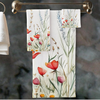 Conjunto De Toalhas Flores de Prado e Lavanda