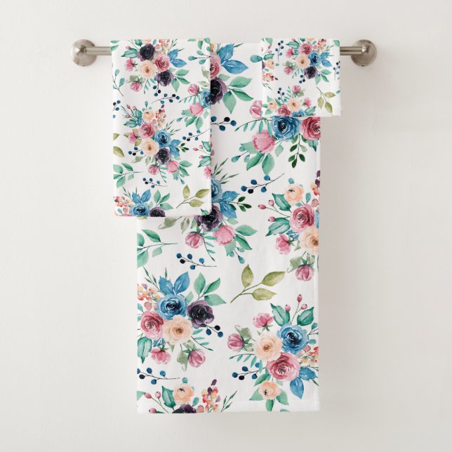 Conjunto De Toalhas Flores de primavera coloridas Padrão (Insitu)