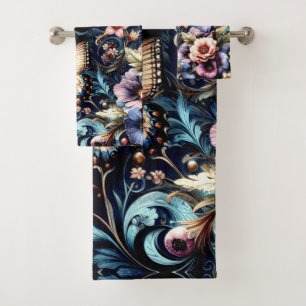 Conjunto De Toalhas Flores de primavera e Borboletas Antigas