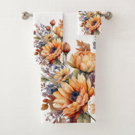 Conjunto De Toalhas Flores de Quedas de Aquarela-