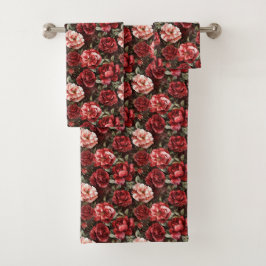 Conjunto De Toalhas Flores de Rosa Rosa Vermelha  