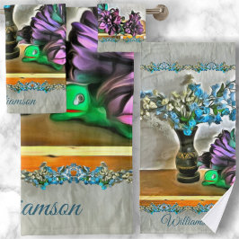 Conjunto De Toalhas Flores de Seda e Milho 2190