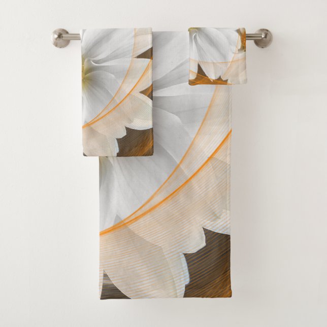 Conjunto De Toalhas Flores de Torre Laranja Branco (Insitu)