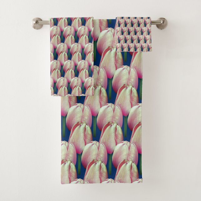Conjunto De Toalhas Flores de Tulipas Rosa (Insitu)