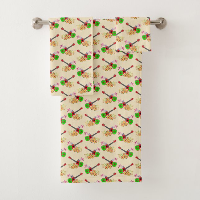 Conjunto De Toalhas Flores de Ukulele Hibiscus Havaianos (Insitu)
