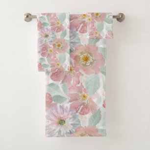 Conjunto De Toalhas Flores delicadas de aquarela.