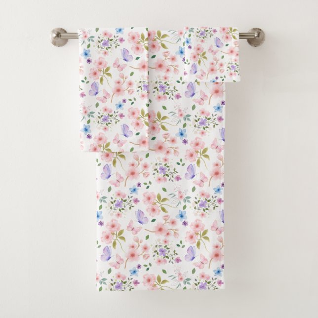 Conjunto De Toalhas Flores e Borboletas (Insitu)