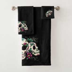 Conjunto De Toalhas Flores e crânios