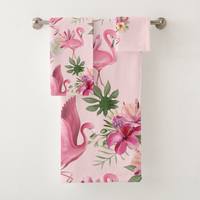 Conjunto De Toalhas Flores E Flamingo Adoráveis (Insitu)