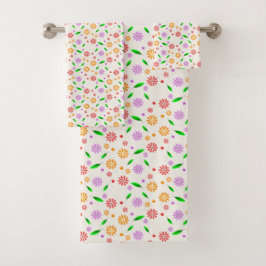 Conjunto De Toalhas Flores e Folhas Vibrantes da Primavera