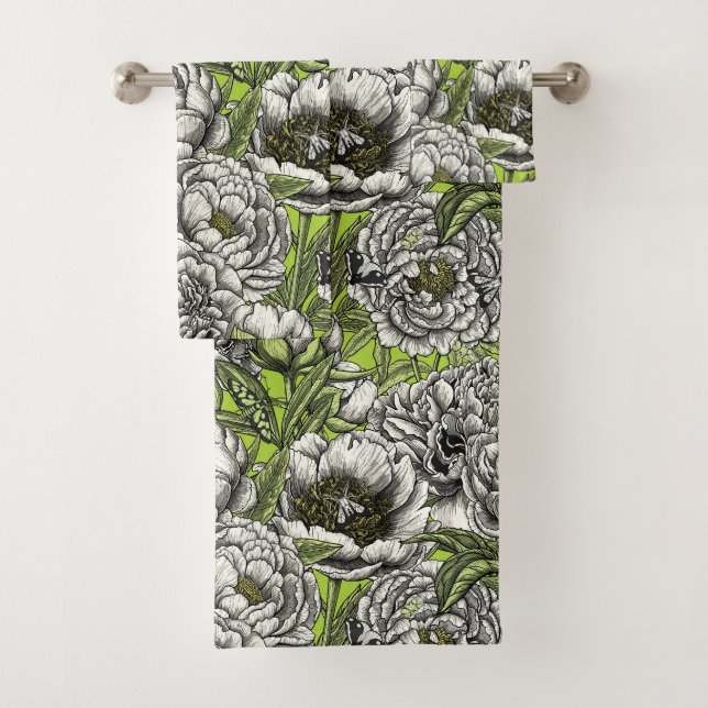 Conjunto De Toalhas Flores e mariposas brancas (Insitu)