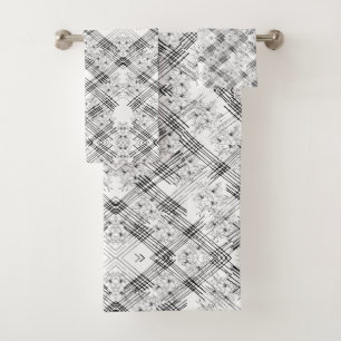 Conjunto De Toalhas Flores e tiras monocromáticas quic