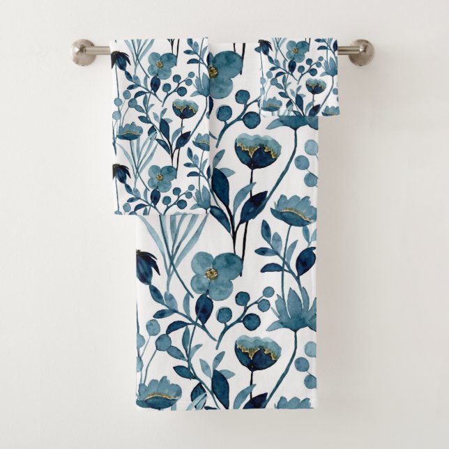 Conjunto De Toalhas Flores em Aquarela  (Insitu)
