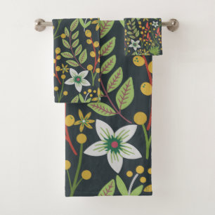 Conjunto De Toalhas Flores florais sem costura coloridas