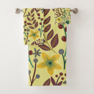 Conjunto De Toalhas Flores, flores, folhas, ramos, sem costura,