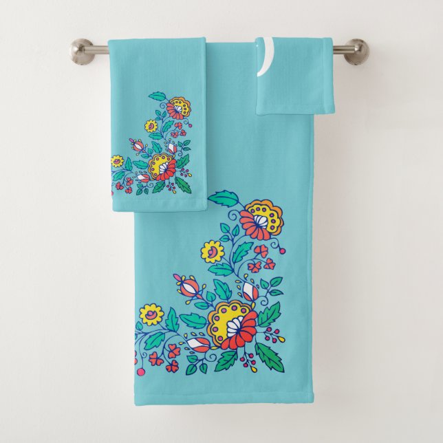 Conjunto De Toalhas Flores Folclóricas Norueguesas (Insitu)