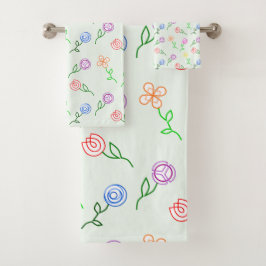 Conjunto De Toalhas Flores Geométricas