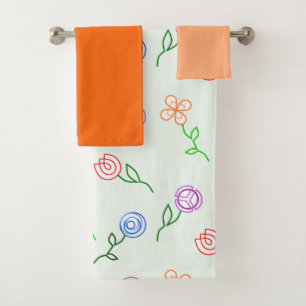 Conjunto De Toalhas Flores Geométricas