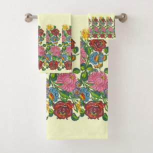 Conjunto De Toalhas Flores húngaras - adicionar nome
