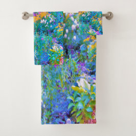 Conjunto De Toalhas Flores Impressionistas Coloridas de Paisagem de Ja