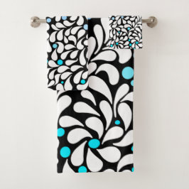 Conjunto De Toalhas Flores modernas e velhas com éter azul