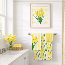 Conjunto De Toalhas Flores Narcisos Amarelos de Primavera