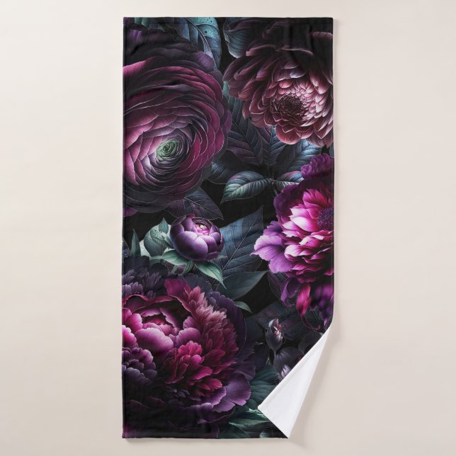 Conjunto De Toalhas Flores Negras Ousadas e Temperamentais Jardim Flor (Toalha de Banho)
