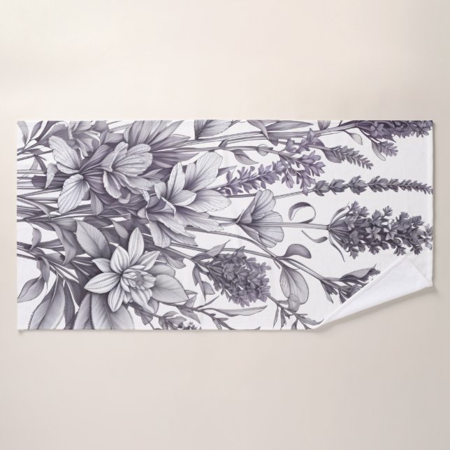 Conjunto De Toalhas Flores pretas e brancas (Toalha de Banho)