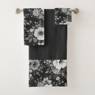 Conjunto De Toalhas flores pretas e brancas modernas decoração de banh