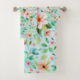 Conjunto De Toalhas Flores Rosa bonito Floral