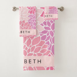 Conjunto De Toalhas Flores Rosa Dahlia, Padrão De Flores, Seu Nome
