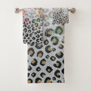 Conjunto De Toalhas Flores-rosa-impressas, pretas, Douradas prateadas,