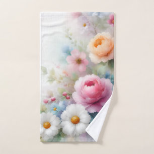 Conjunto De Toalhas Flores Rosa Vermelho Azul Branco Amarelo Verde Flo