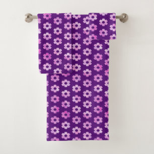 Conjunto De Toalhas Flores Roxas
