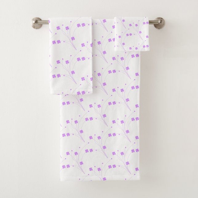 Conjunto De Toalhas Flores Roxas Lilás, Impressão Floral Pequeno Paste (Insitu)