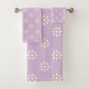 Conjunto De Toalhas Flores Roxas Lilás Padrão estético do Boho