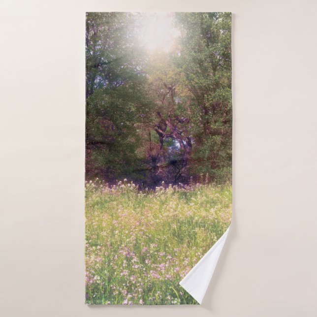 Conjunto De Toalhas Flores Rústicas da Primavera Floresta Encantada Ár (Toalha de Banho)