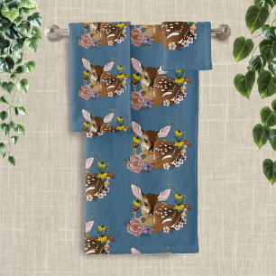 Conjunto De Toalhas Flores Selvagens Azul