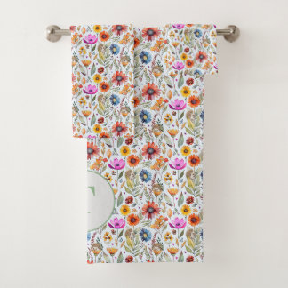 Conjunto De Toalhas Flores selvagens e Adoráveis e Padrão de Porte