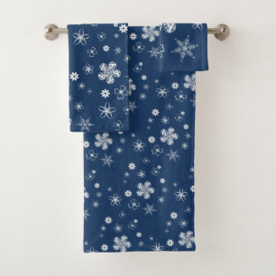 Conjunto De Toalhas Flores selvagens Marinho azul margarida padrão