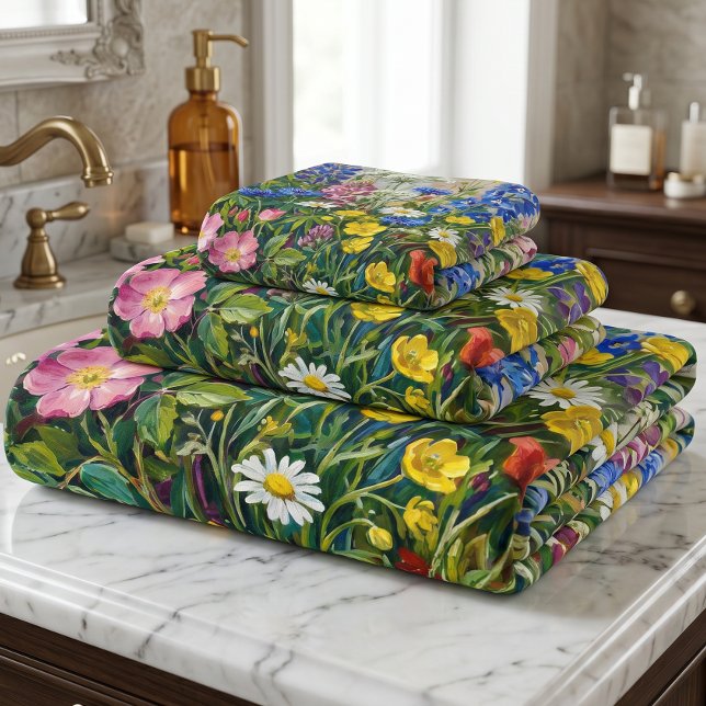 Conjunto De Toalhas Flores Silvestres de Prado de Verão (Criador carregado)